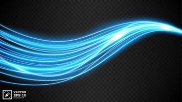 Abstract blue wavy line of light vector