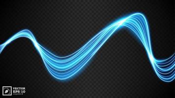 Abstract blue wavy line of light with a dark background vector