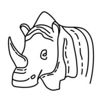 icono tropical de rinoceronte. Doodle dibujado a mano o estilo de icono de contorno vector