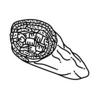 icono de shawarma. Doodle dibujado a mano o estilo de icono de contorno vector