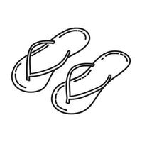 icono de zapatillas de playa. Doodle dibujado a mano o estilo de icono de contorno vector