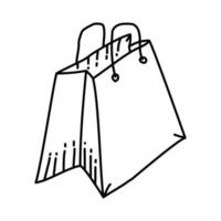 icono de bolsa de compras. Doodle dibujado a mano o estilo de icono de contorno vector