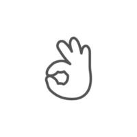 ok icono de ilustración de vector de mano. Símbolo de acuerdo, sí firmar con los dedos icono aislado sobre fondo blanco.