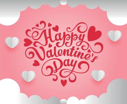 Pink Valentine's Day background with 3d hearts on white