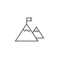 Montaña con icono de ilustración de vector de bandera aislado sobre fondo blanco