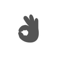 ok icono de ilustración de vector de mano. Símbolo de acuerdo, sí firmar con los dedos icono aislado sobre fondo blanco.