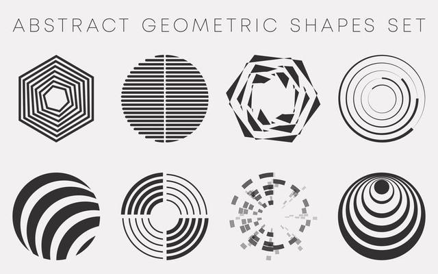 Abstract geometric shapes set design for flyer, brochure cover, wallpaper, poster typography, and other printing products, or various web project. Vector illustration