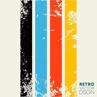 Vintage grunge texture background with retro color stripes. Vector illustration