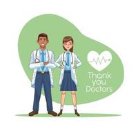 interracial doctor characters vector