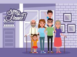 stay at home campaign with family members vector