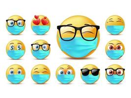 Smiling faces emoticon character set vector