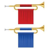 Ilustración de vector de trompetas de cuerno de oro aislado en blanco