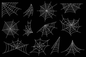 conjunto de tela de araña y decoración de telaraña de halloween vector
