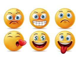 conjunto de caracteres de emoticonos de caras sonrientes vector