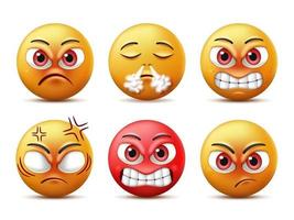 conjunto de caracteres de emoticonos de caras sonrientes vector