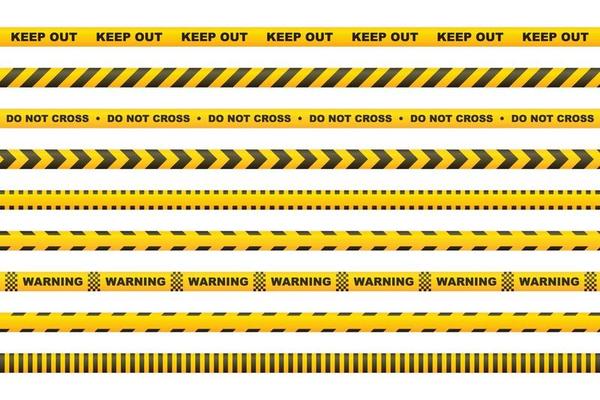 Caution tape with yellow and black stripes set