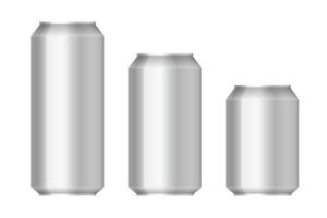 Lata de aluminio de cerveza establecer ilustración vectorial aislado en blanco vector