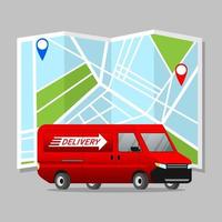 Logistic Car With City Map Background vector