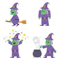 Old Witch Flat Character Collection Set
