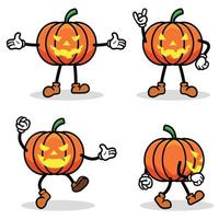 Halloween Pumpkin Cartoon Collection Set vector