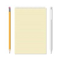 Notebook with pencil and pen vector illustration