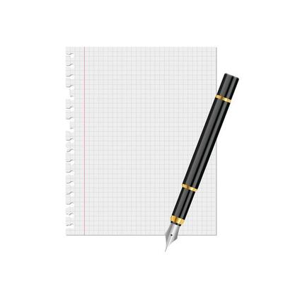 Paper sheet and ink pen vector illustration