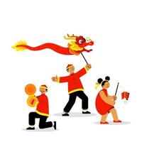 Cheerful Youth Celebrate Chinese New Year vector