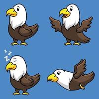 conjunto de colección de mascota de dibujos animados de águila vector