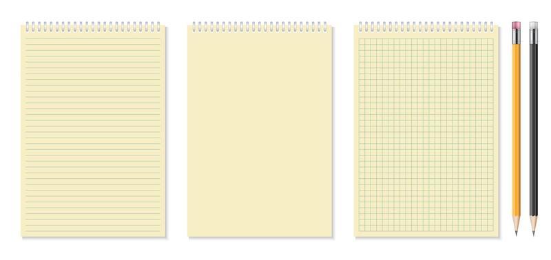 Set of realistic notebooks and pencil vector illustration