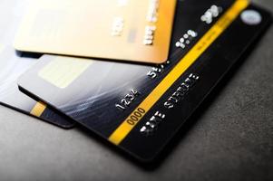 Credit cards stacked together photo