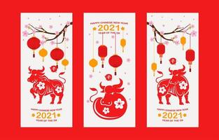 año nuevo chino 2021 año del buey banner vector