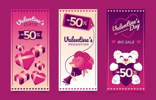 Pack of 3 Banner Templates for Valentine's Day vector