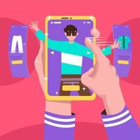 compras virtuales online con estilo vector