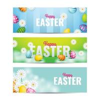 conjunto de banner de pascua realista vector