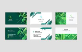 Green Abstract Futuristic Business Name Card Template vector