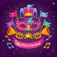 Flat mardi gras carnival concept vector