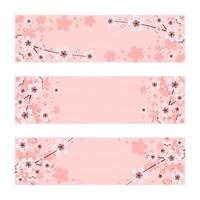 hermoso conjunto de banner de flores de flor de cerezo vector