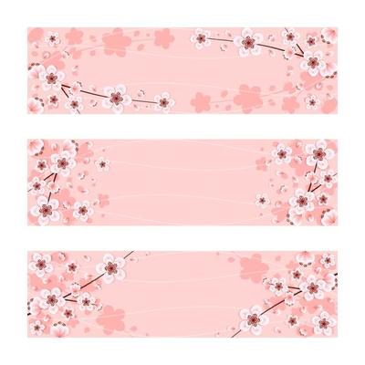 Beautiful Cherry Blossom Flowers Banner Set