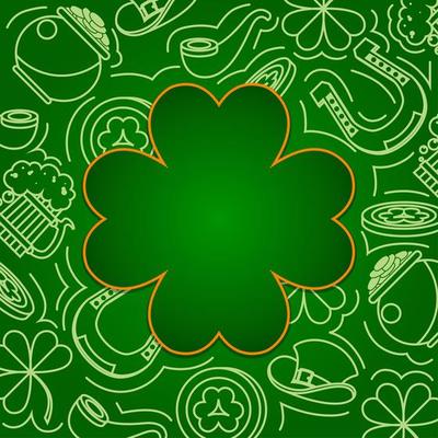 Outline Objects of Leprechaun's Attributes for Saint Patrick's Day