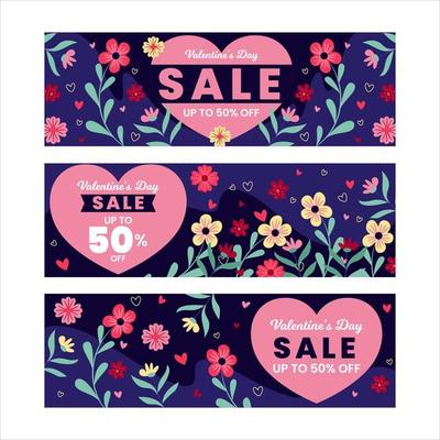 Valentine Sale Banner with Shape Love in Center