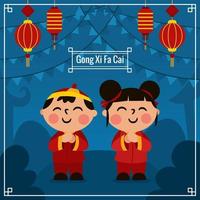 gong xi fa cai con fondo azul vector