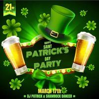 St. Patrick's Day Shamrock Party Illustration with beers and others Leprechaun attribute vector