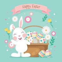 Flat Design Happy Easter Day of Bunny vector