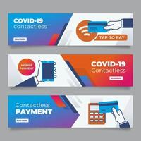 Banners de tecnología de pago sin contacto. vector