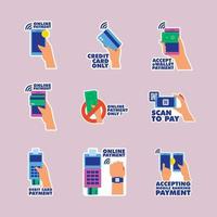 Untact Cashless Payment Method Label Collection vector