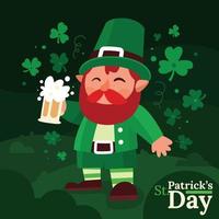 Leprechaun Character Concept in Green Shades vector