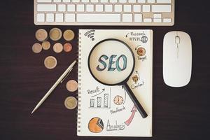 SEO strategy with a magnifying glass