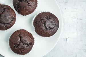 Top view of chocolate muffins photo