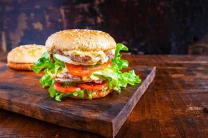 Burgers on a table photo