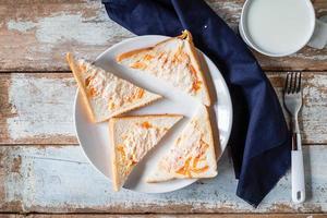 Top view of bread slices on a plate photo